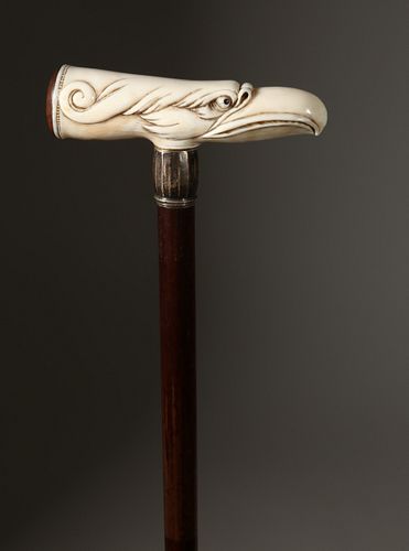 ANTIQUE EAGLE'S HEAD CANE, 19TH