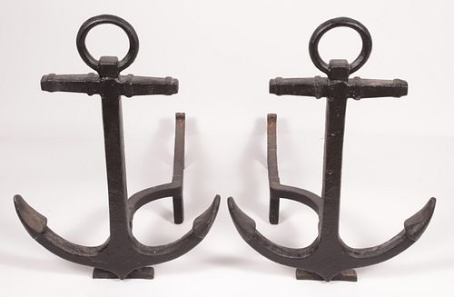 PAIR OF VINTAGE CAST IRON ANCHOR 37bd70