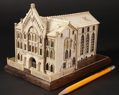 FRENCH PRISONER OF WAR MODEL OF A CATHEDRAL,