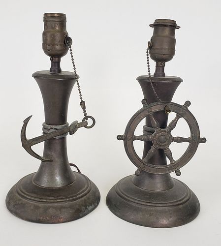 PAIR OF ANTIQUE ANCHOR AND SHIPS