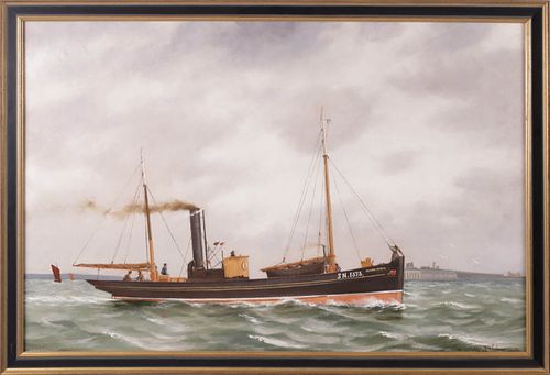 F H LISHMAN OIL ON CANVAS STEAM 37bdd1