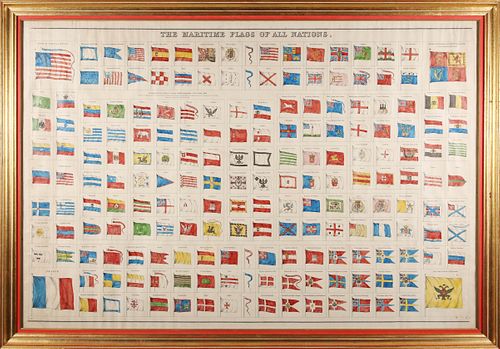 FRAMED LITHOGRAPH "MARITIME FLAGS