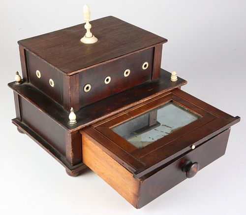 WHALEMAN MADE SEWING BOX, 19TH
