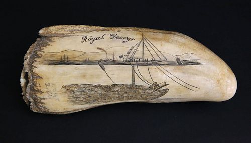 WHALEMAN "ROYAL GEORGE" SCRIMSHAW