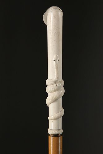 WHALEMAN MADE SERPENT CANE 19TH 37be3b