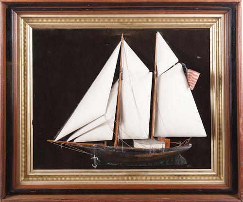 ANTIQUE SHADOWBOX MODEL OF GAFF RIGGED 37be4d