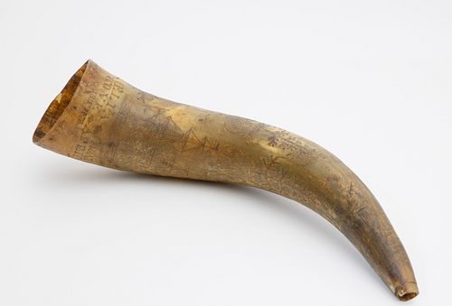 AMERICAN ENGRAVED POWDER HORN,