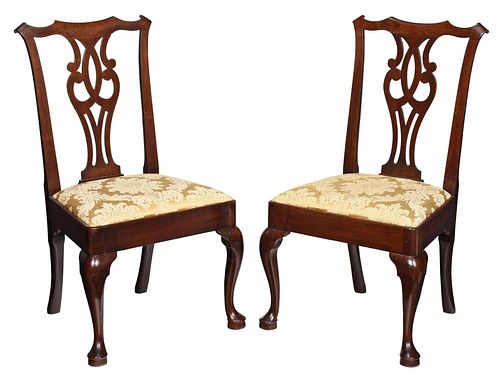 PAIR QUEEN ANNE MAHOGANY SIDE CHAIRSprobably 37bebb