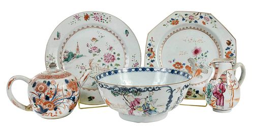 FIVE PIECES ENAMELED CHINESE EXPORT