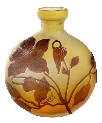 GALLE CAMEO CLEMATIS ART GLASS VASEFrench,