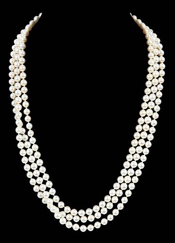 14KT PEARL AND DIAMOND NECKLACEknotted  37bf7a