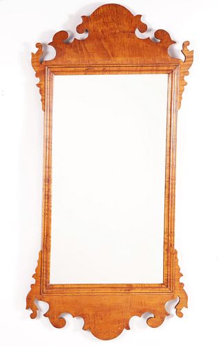 TIGER MAPLE CHIPPENDALE MIRROR,