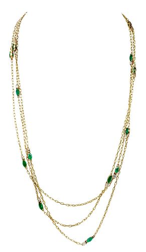 14KT. EMERALD AND DIAMOND NECKLACE16