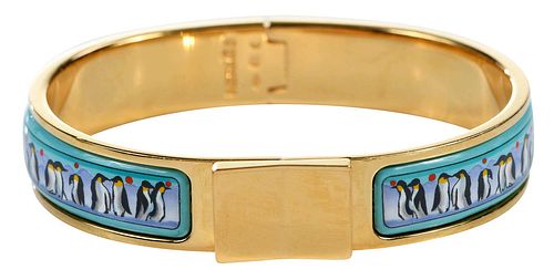 HERMES ENAMEL BRACELEThinged bangle,