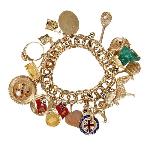 GOLD CHARM BRACELETcharms including  37bff0