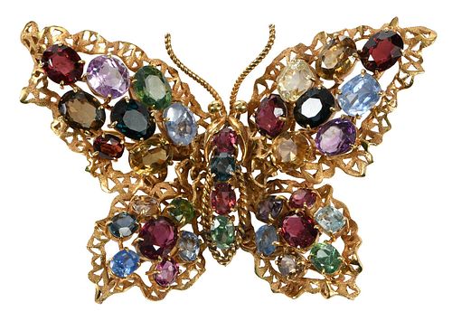 18KT GEMSTONE BROOCHbutterfly 37bfec