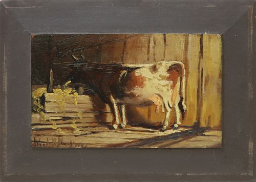 WENDELL MACY OIL ON DOOR PANEL 37c03e