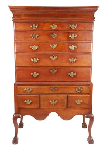 NEW ENGLAND CHIPPENDALE CHERRY HIGHBOY