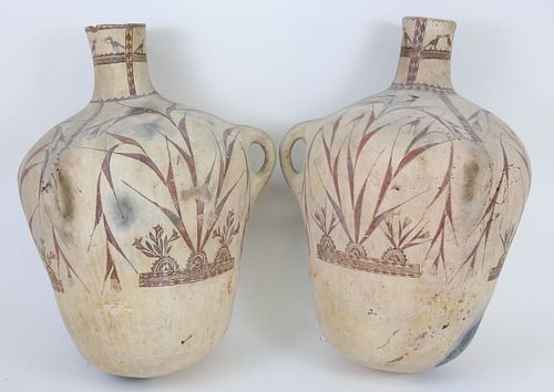 PAIR OF DECORATED TERRACOTTA JUGS  37c0ab