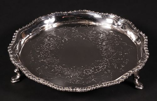 GEORGE III SILVER CARD TRAY, PROBABLY