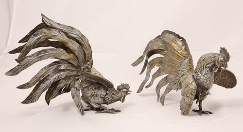 PAIR OF ITALIAN SILVER OVER BRASS