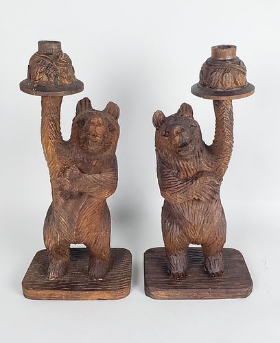 PAIR OF ANTIQUE BLACK FOREST CARVED