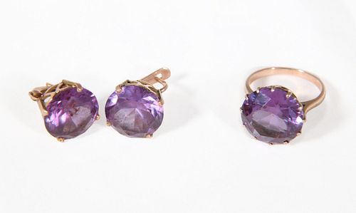 ANTIQUE AMETHYST RING AND MATCHING