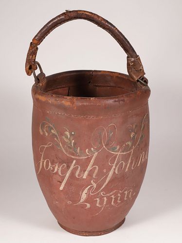 AMERICAN PAINTED LEATHER FIRE BUCKET  37c116