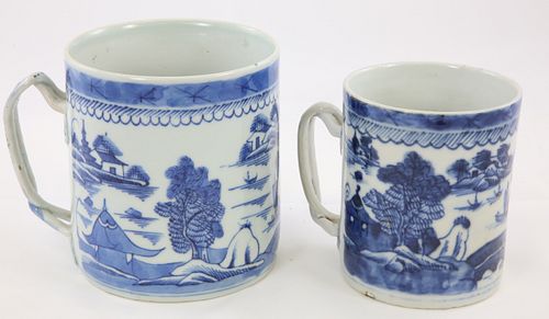 TWO CANTON BLUE AND WHITE PORCELAIN 37c160