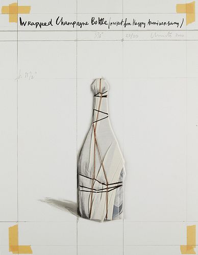 CHRISTO WRAPPED CHAMPAGNE BOTTLE  37e88a