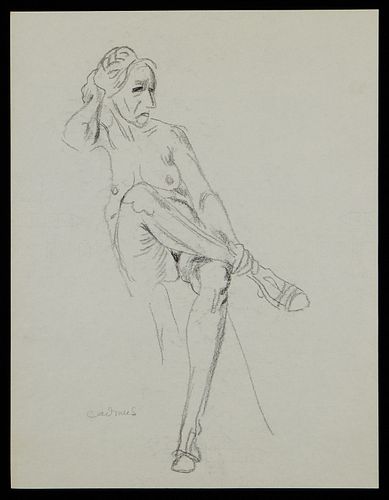 PAUL CADMUS SEATED FEMALE NUDE