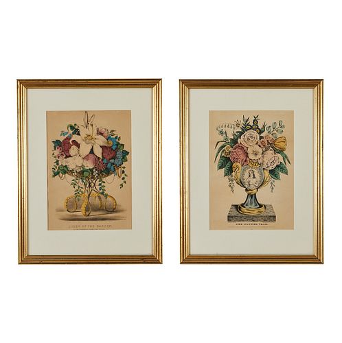 GROUP OF 2 CURRIER IVES FLORAL 37e8cd