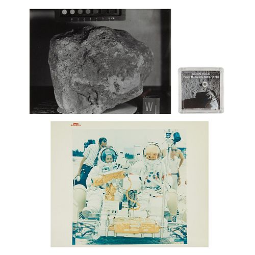 GROUP OF 2 NASA PHOTOS & LUNAR METEORITE