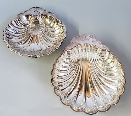 TWO SILVER PLATED SCALLOP SHELL