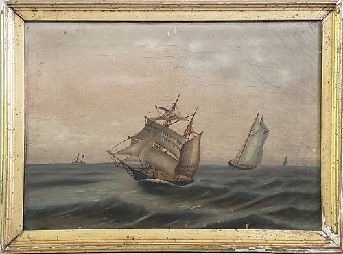 19TH CENTURY NAIVE MARITIME OIL 37e9b2