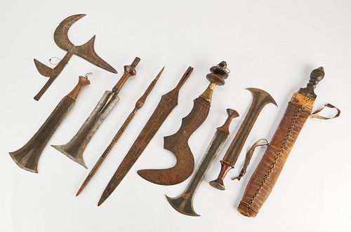 9 AFRICAN CONGO SWORDS AND KNIVESGroup