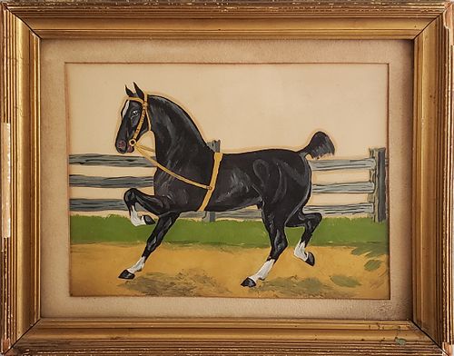 ANTIQUE EQUESTRIAN OIL PAINTING