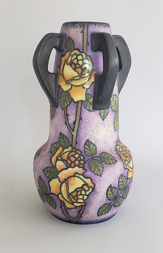 VINTAGE PAINTED ART POTTERY AMPHORA