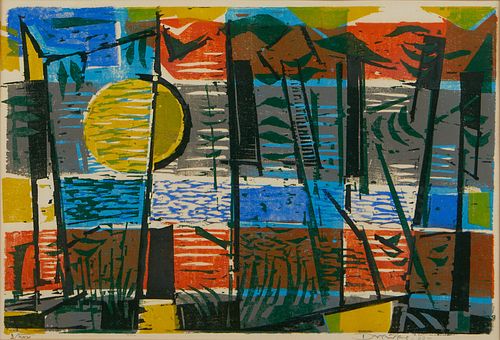 WERNER DREWES "REFLECTIONS" WOODCUTWerner
