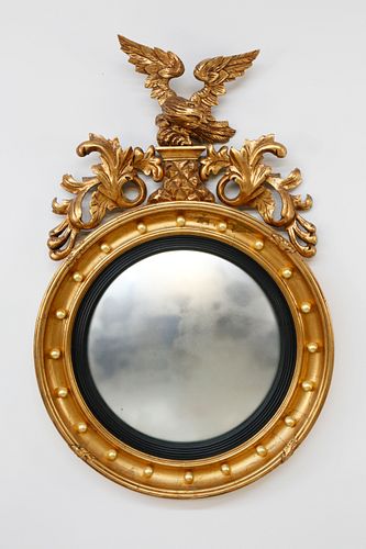 ANTIQUE CARVED AND GILT CONVEX