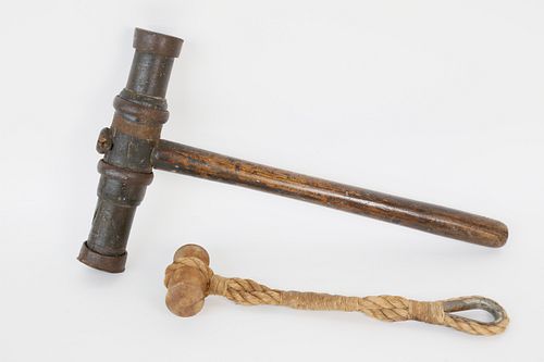 TWO SHIP'S TOOLS: COOPER'S MALLET