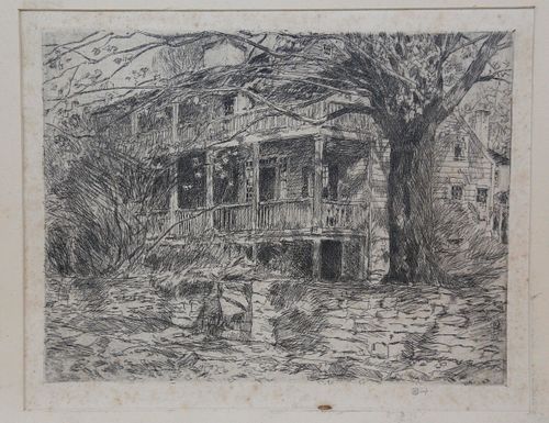 CHILDE HASSAM ETCHING "THE OLD