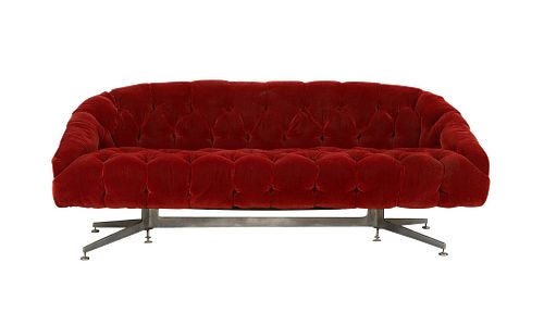 WARD BENNETT MCM RED VELVET TUFTED