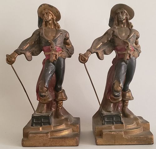 PAIR OF VINTAGE ARMOR BRONZE FIGURAL