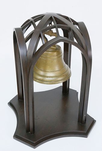 LARGE ANTIQUE BRASS BELL IN CONTEMPORARY