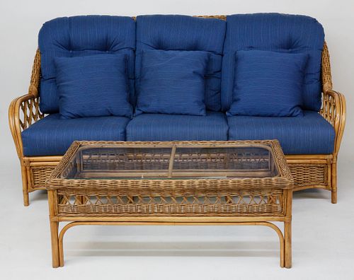 BRAXTON CULLER RATTAN SOFA AND