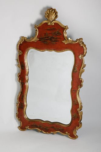 RED CHINESE CHINOISERIE MIRRORRed