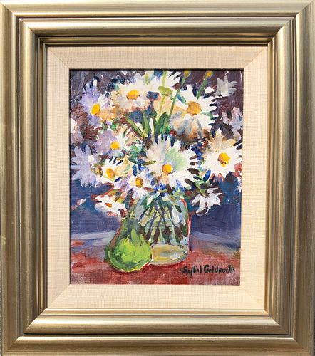 SYBIL GOLDSMITH, OIL ON CANVAS, DAISIES