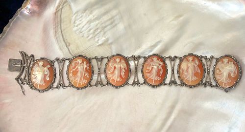 ANTIQUE CARVED SIX CAMEO BRACELETAntique 37ec98