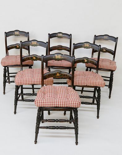 SIX COUNTRY DECORATED CANED SEAT